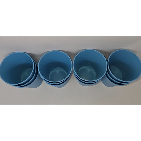 Vintage Plastic Bell Tumbler Lot of 12 Light Blue 8 oz Kiddie Cups Stackable - Picture 4 of 14